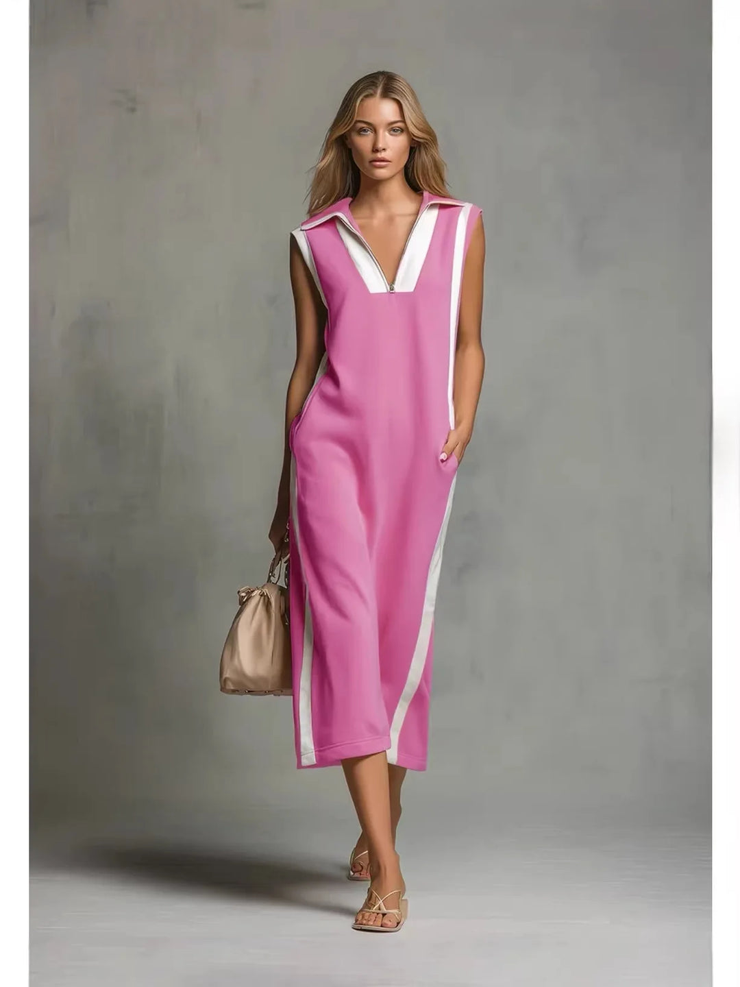 Aniyah V Neck Maxi Shirt Dress