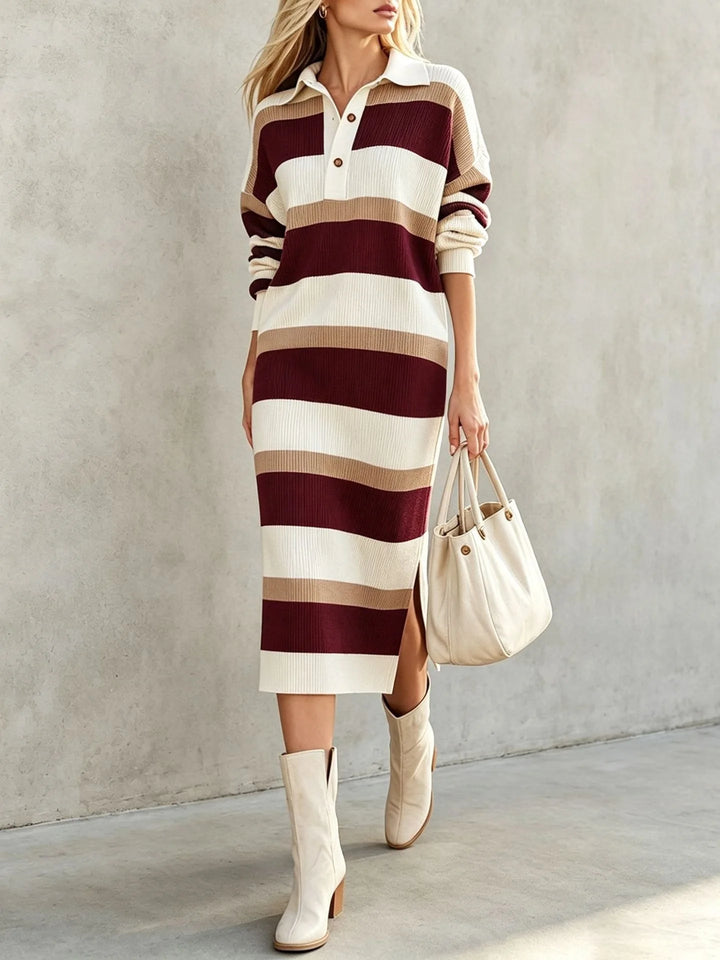 Clara Striped Polo Midi Dress