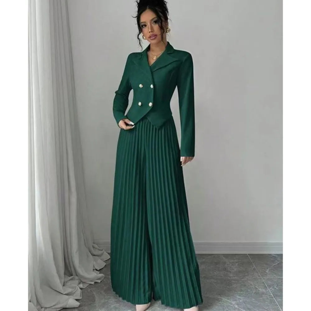 Marlena Pleated Wide Leg Set