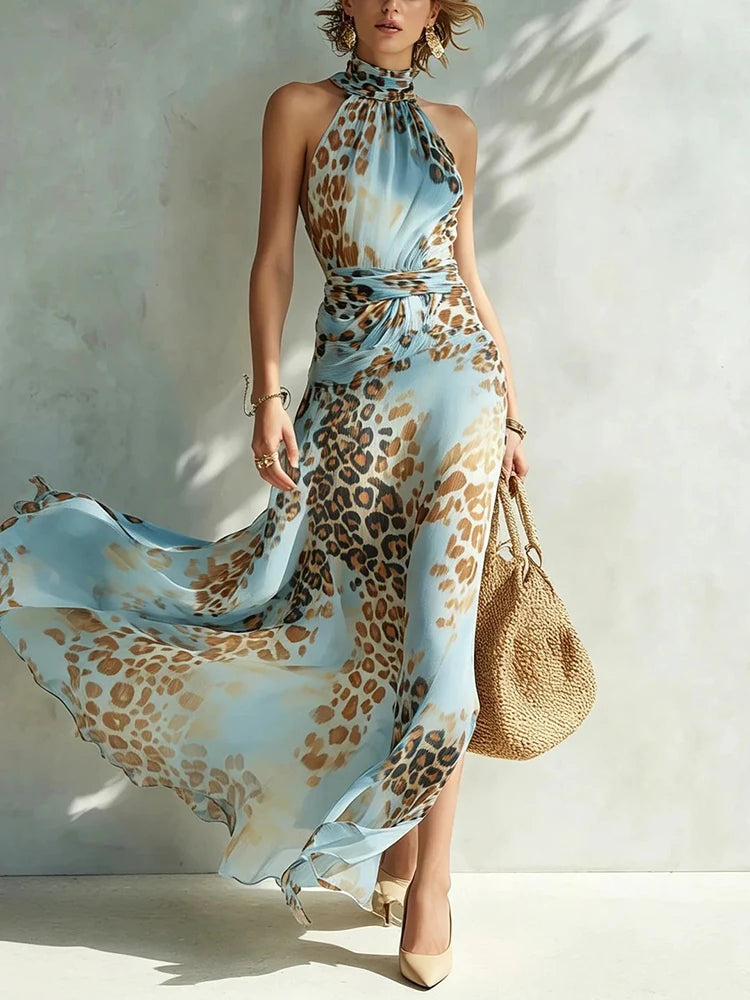 Elara Leopard Print Maxi Dress
