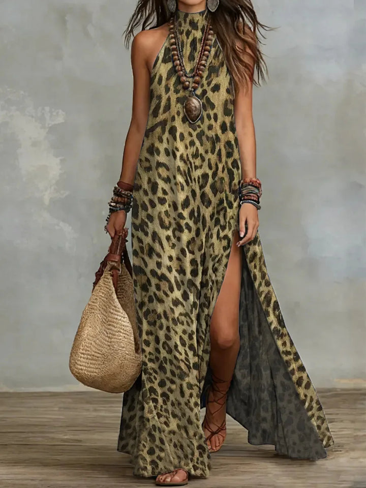 Paisley Bold Print Halter Neck Maxi Dress