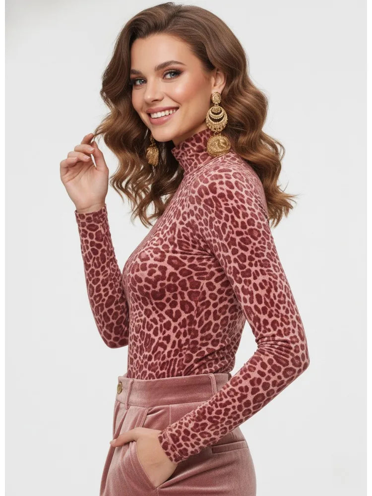 Rosalie Leopard Turtleneck Top