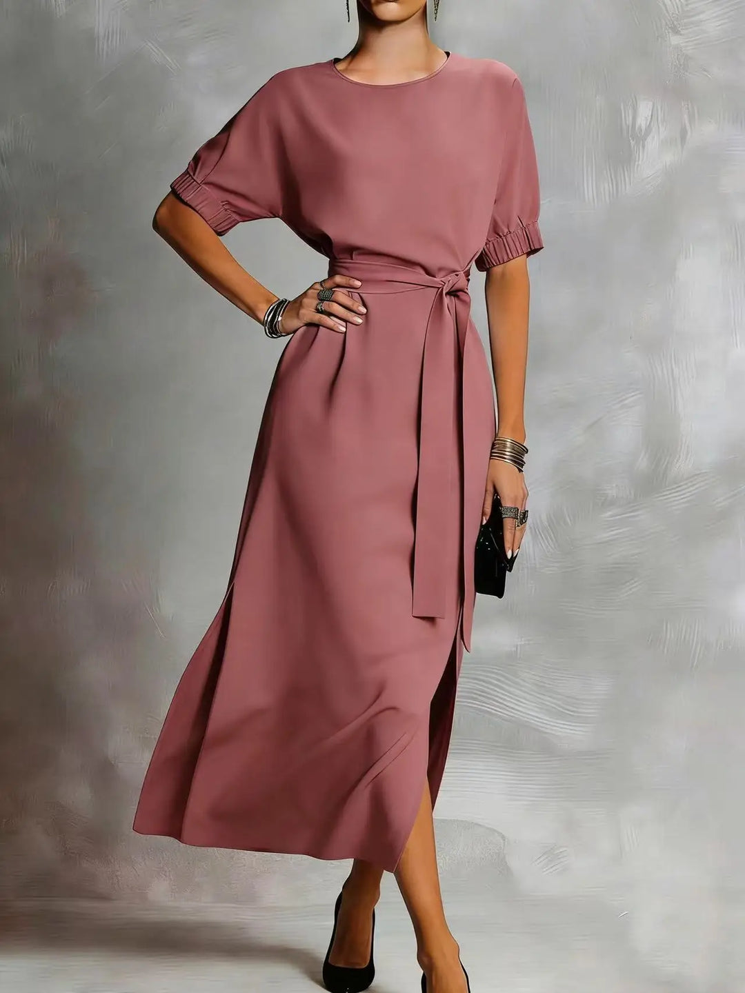 Laurel Casual Front Tie Everyday Midi Dress