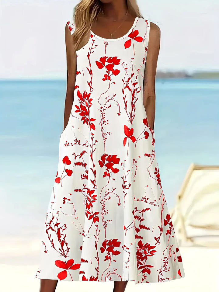 Eleanor Sleeveless Floral Print Midi Dress