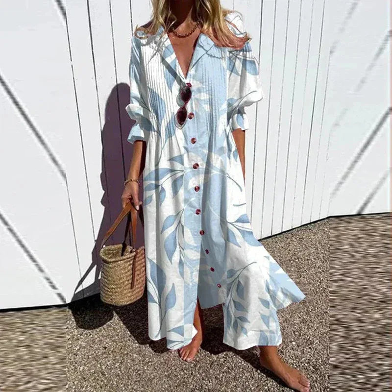 Tasha Casual Printed Long Sleeve Maxi Dress