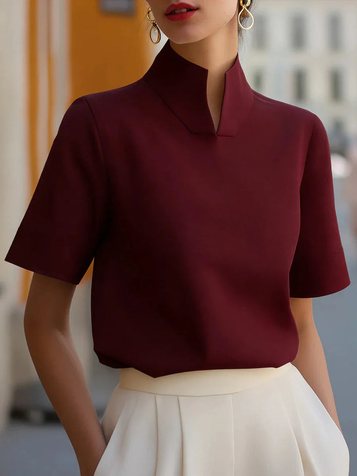 Natalie Structured Stand Collar Blouse