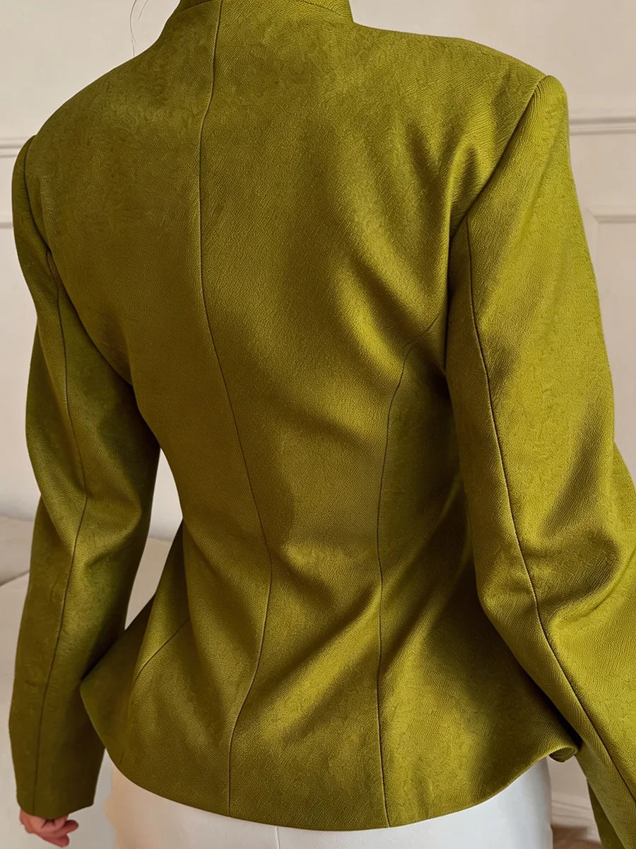 Simona Cinched Stand Collar Blazer