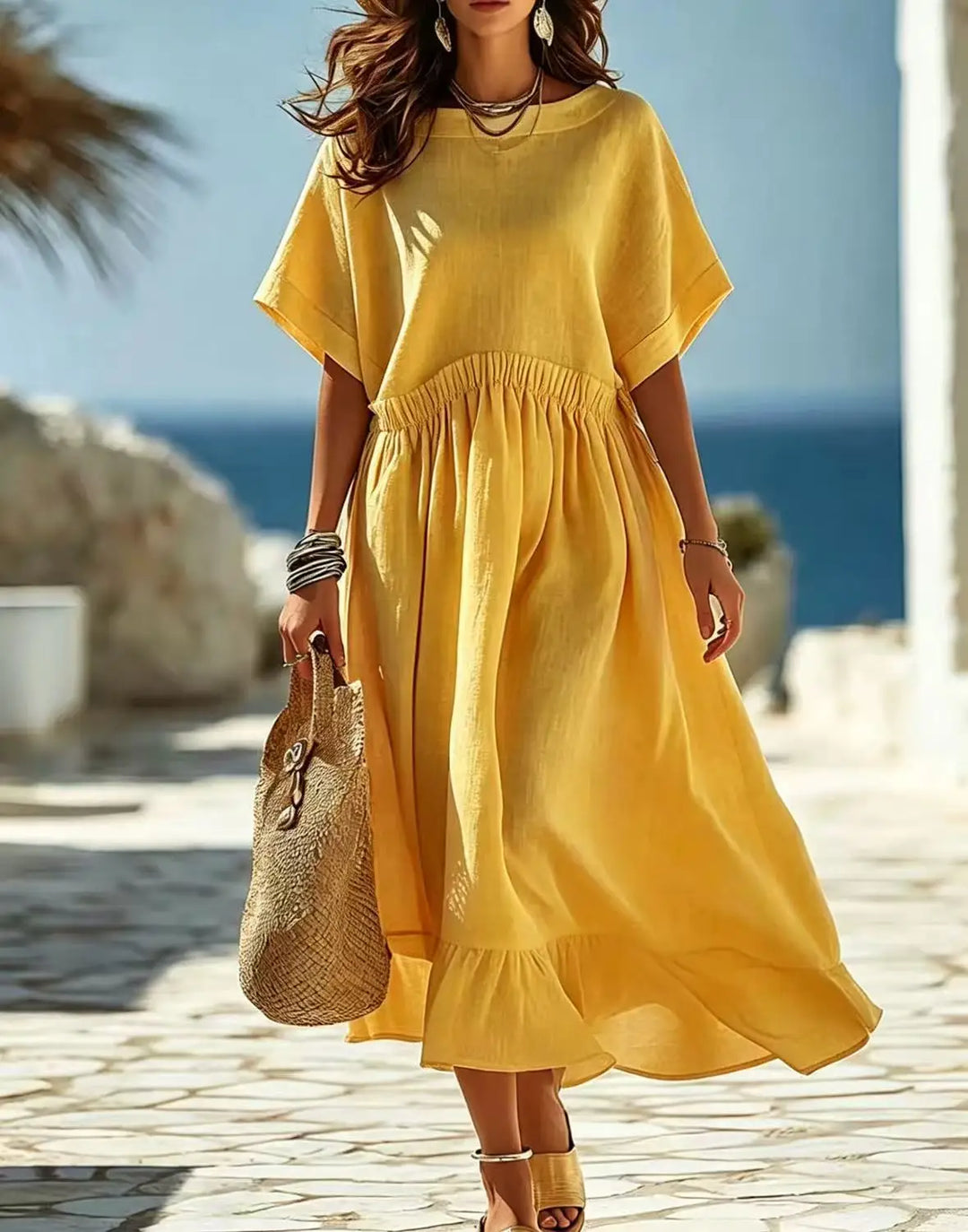 Avery Casual Ruffle Hem Maxi Dress