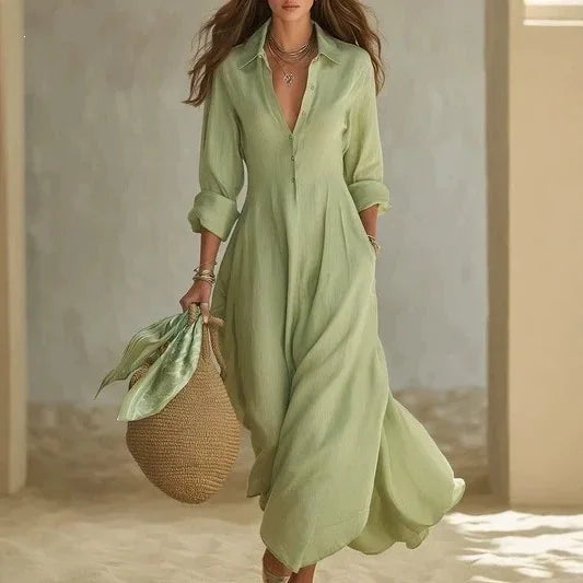 Sandy Breathable Maxi Shirt Dress