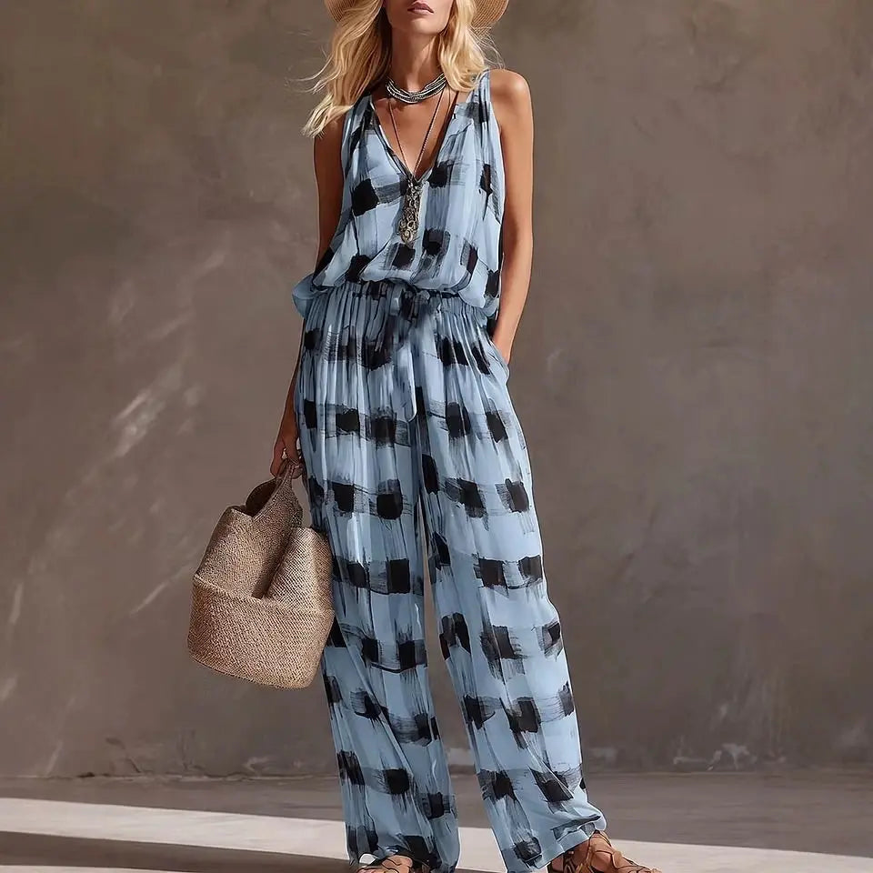 Serena Bohemian Abstract Print Wide Leg Pants Set