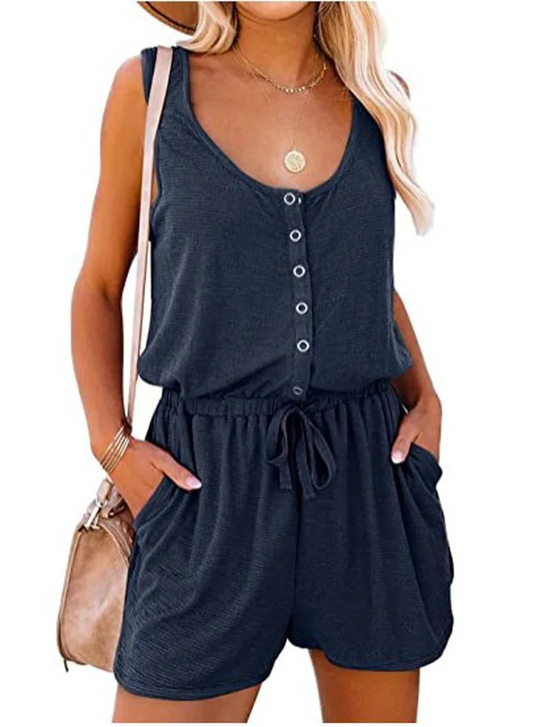 Madison Sleeveless Drawstring Romper