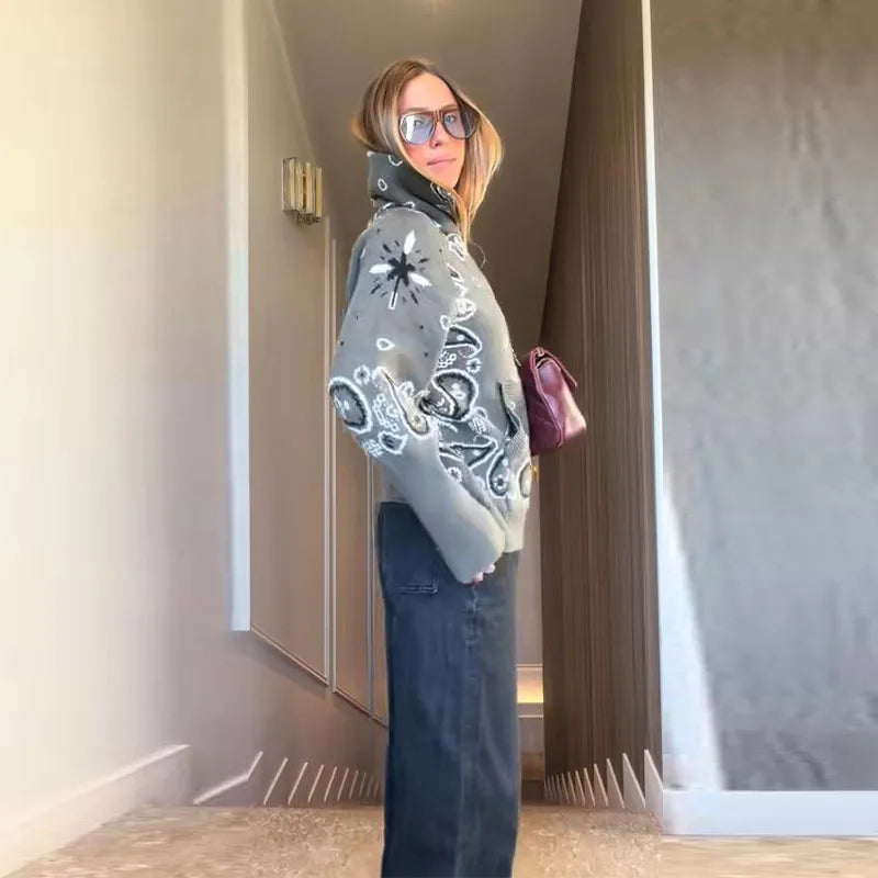 Bryony Paisley Zip Cardigan