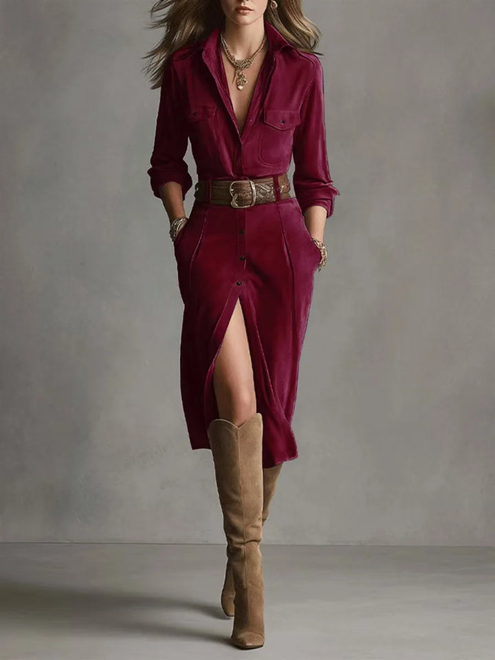 Delphine French Suede Midi Dress