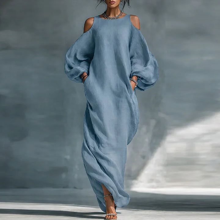 Olive Bohemian Linen Maxi Dress