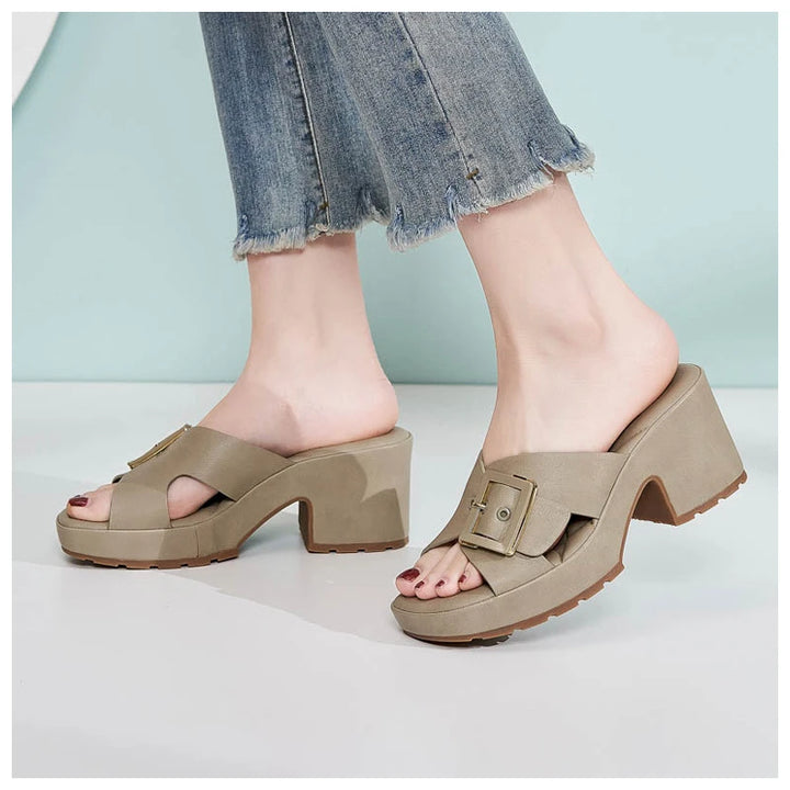 Jessica Orthopedic Buckle Heeled Sandals