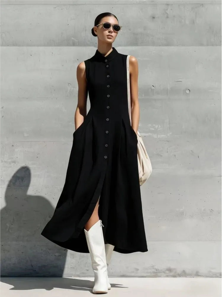 Rosalie Flowy Button Midi Dress