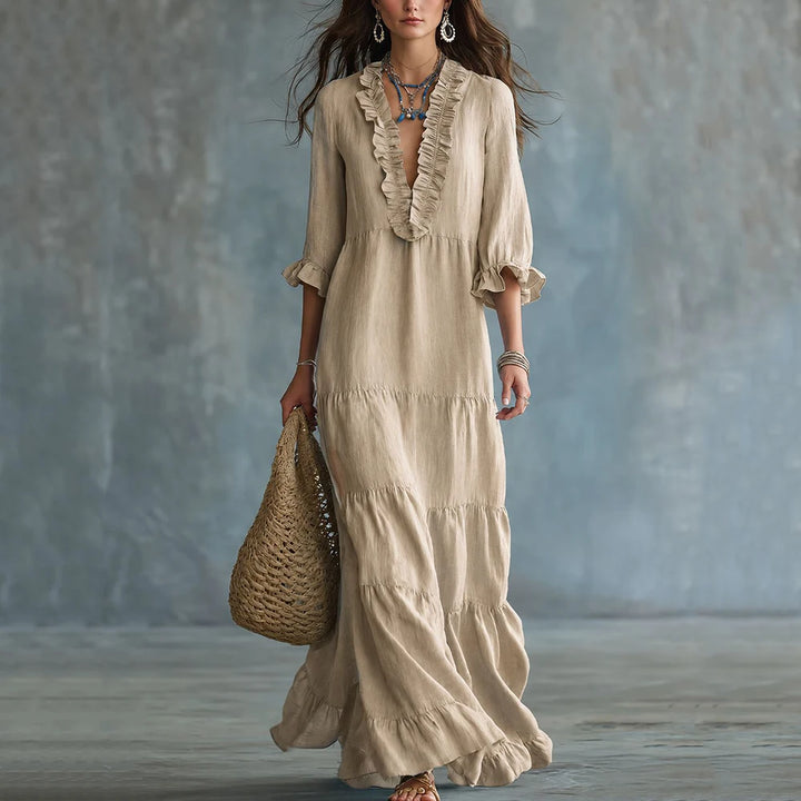 Elara Elegant Ruffle Maxi Dress