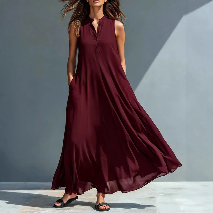 Vienna Elegant Sleeveless V Neck Midi Dress
