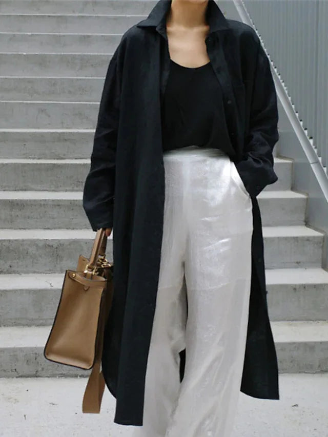 Gemma Button Front Long Sleeve Maxi Dress