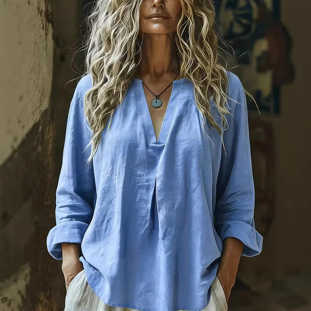Everly Relaxed V Neck Blouse