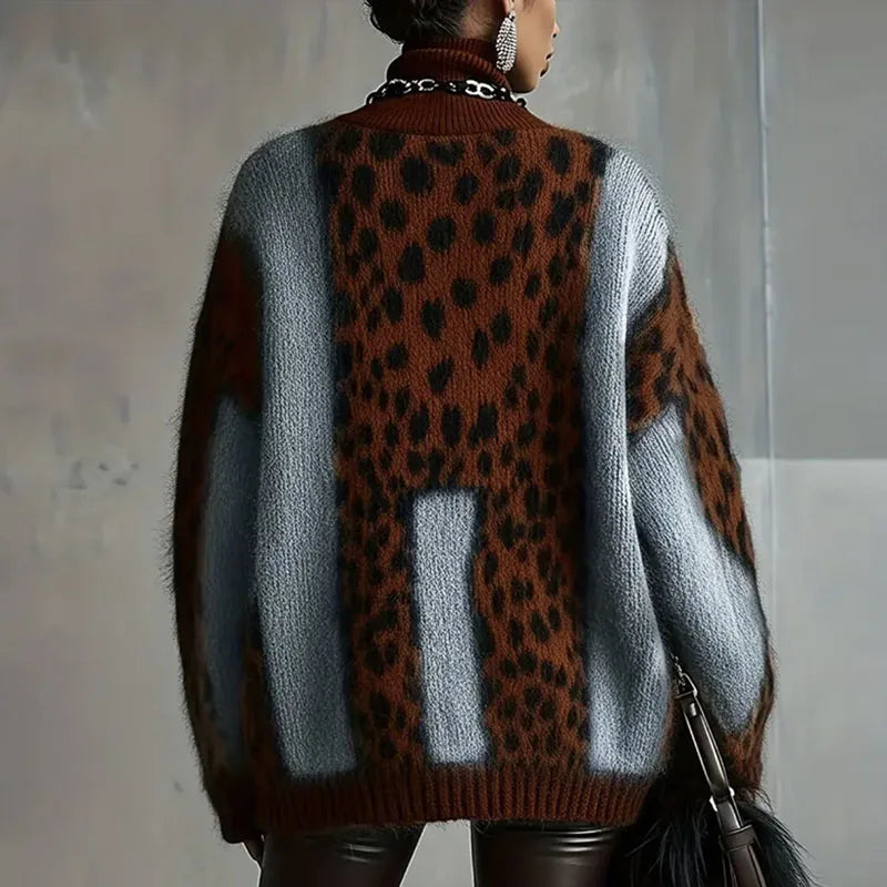 Marlowe Cozy Leopard Knit Sweater