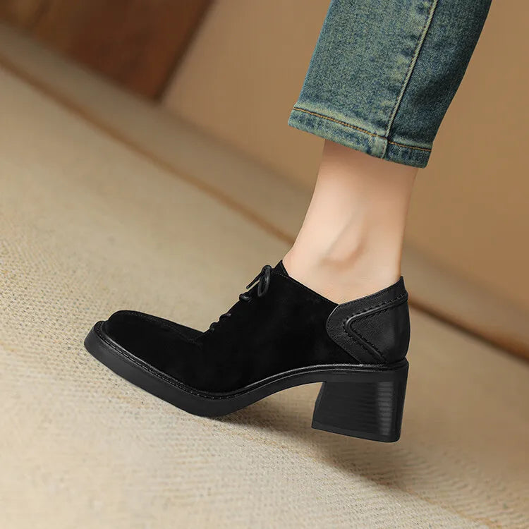 Sutton Suede Block Heel Loafers