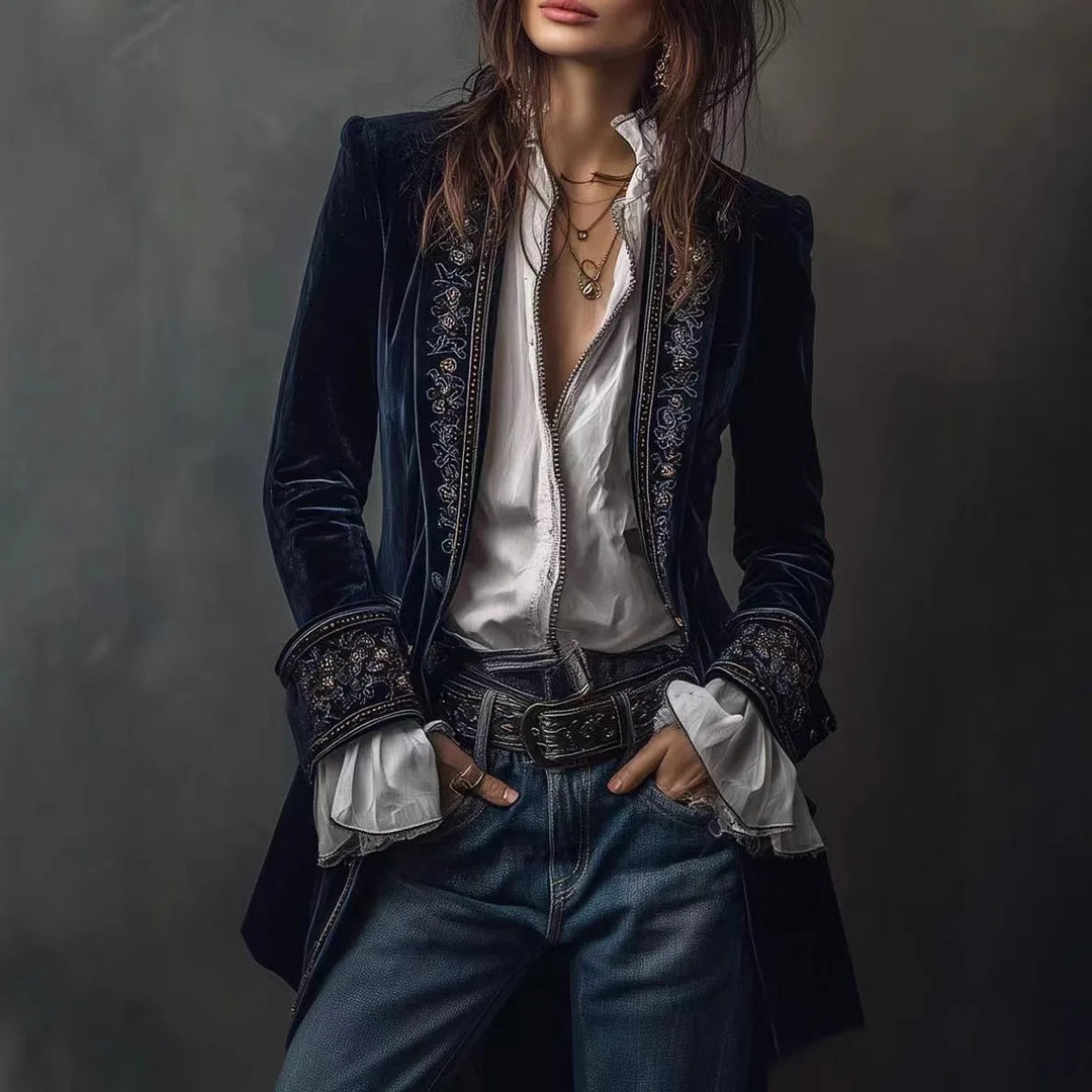 Vivienne Embroidered Velvet Blazer