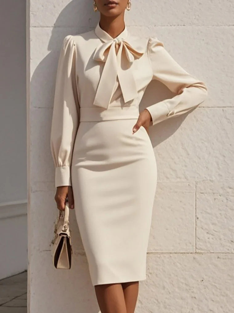 Camille Bow Neck Midi Dress