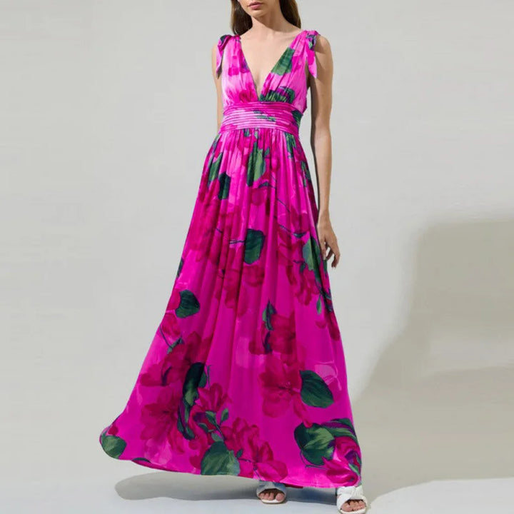 Maribelle Bohemian Floral V Neck Maxi Dress