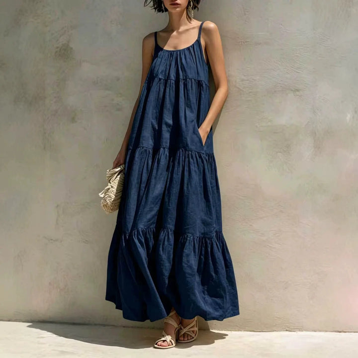 Cassia Tiered Linen Maxi Dress