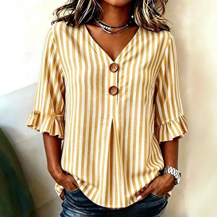 Hazel Striped Ruffle Sleeve Blouse