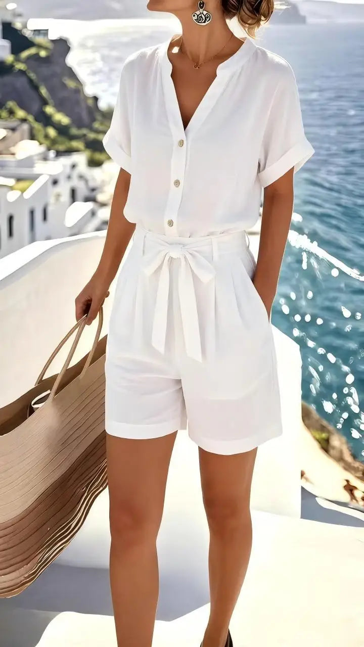 Elowen Lightweight Linen-Blend Romper