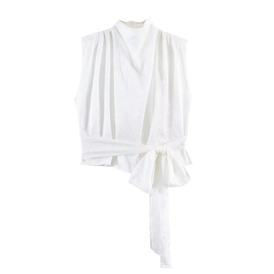 Avery Satin Tie-Waist Blouse