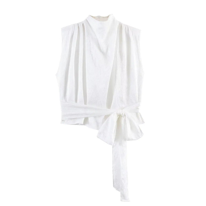 Avery Satin Tie-Waist Blouse