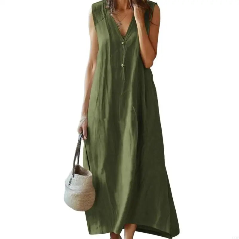Aurielle Relaxed Linen Maxi Dress