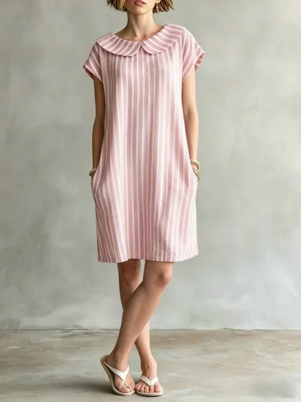 Felicity Striped Peter Pan Collar Mini Dress