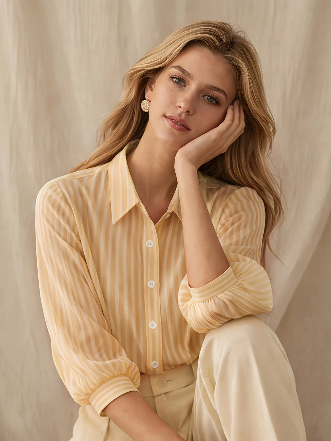 Rosalinda Striped Puff Sleeve Shirt