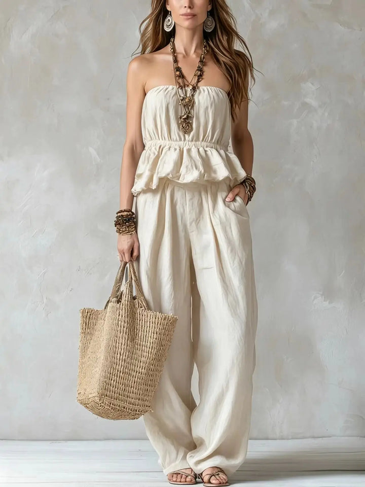 Tracey Strapless Ruffle Trouser Set