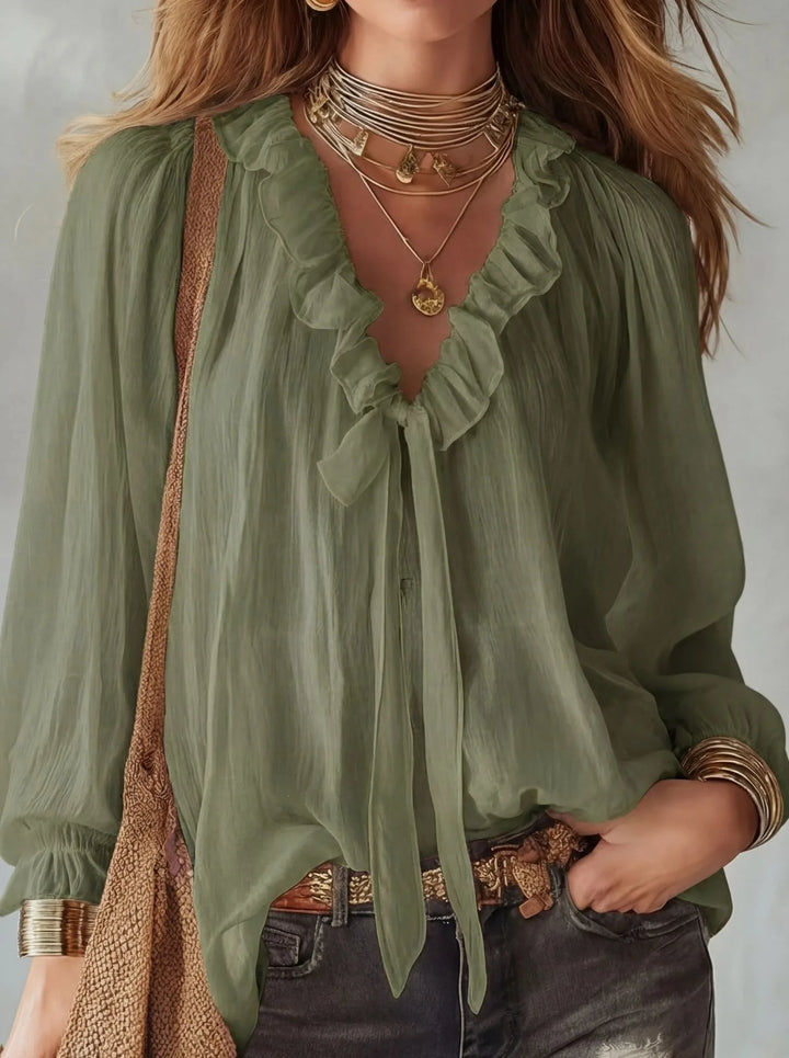 Maribel Lace Up Long Sleeve Top