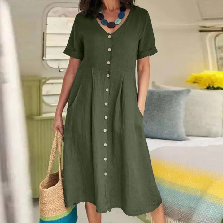 Taylor Button Front Midi Dress