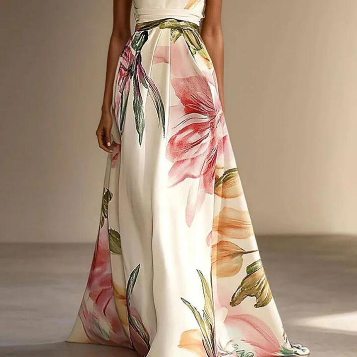 Vestido Floral Wedding Guest Maxi Dress
