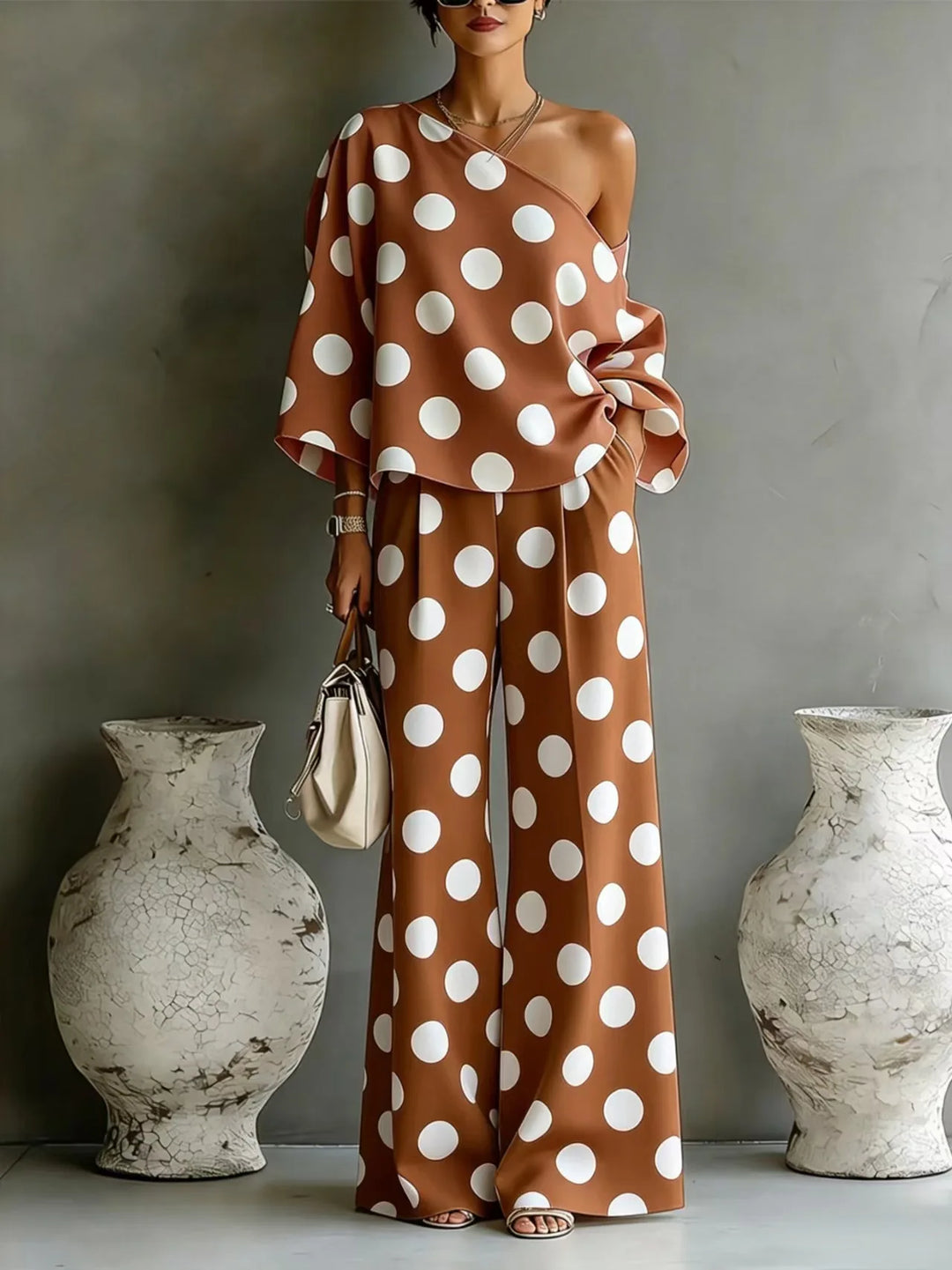 Winslow Polka Dots One Shoulder Matching Set