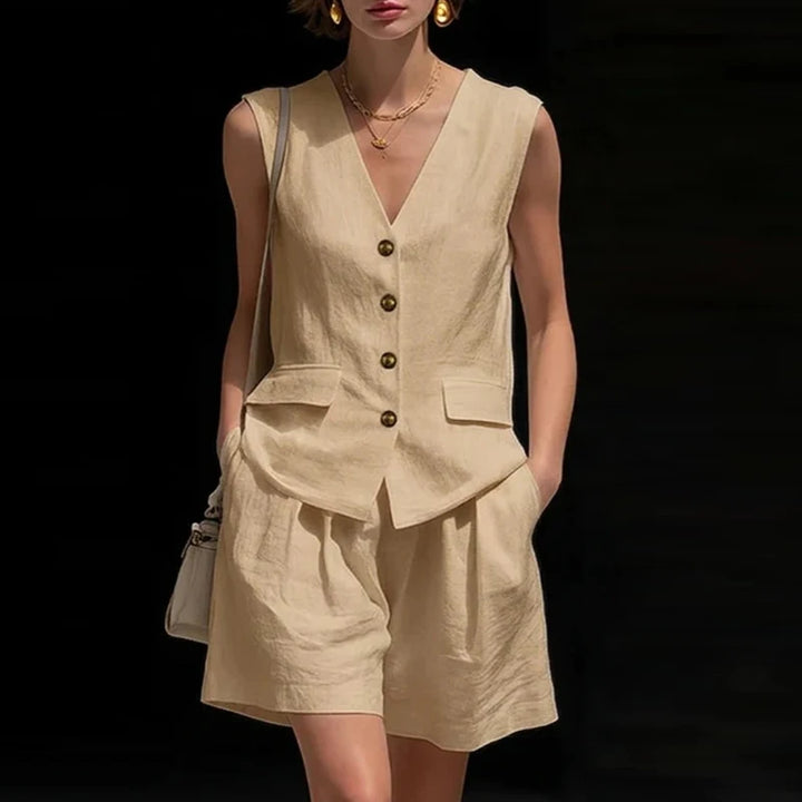 Hillary Summer Linen Shorts Set