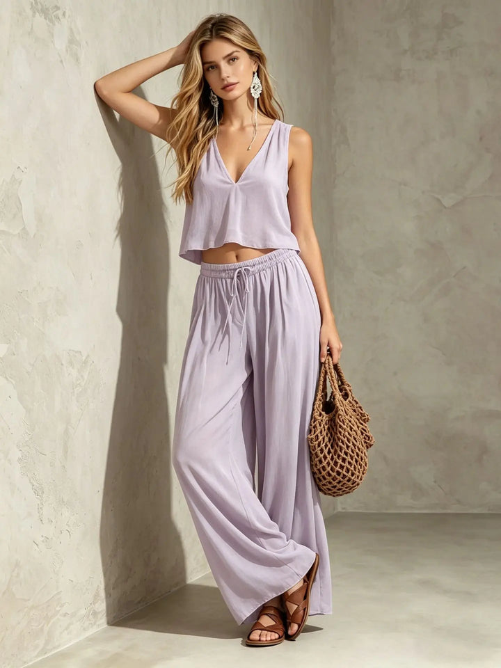 Heather Casual Summer Trouser Set