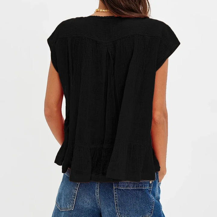 Kiana Ruffle Hem Sleeveless Blouse