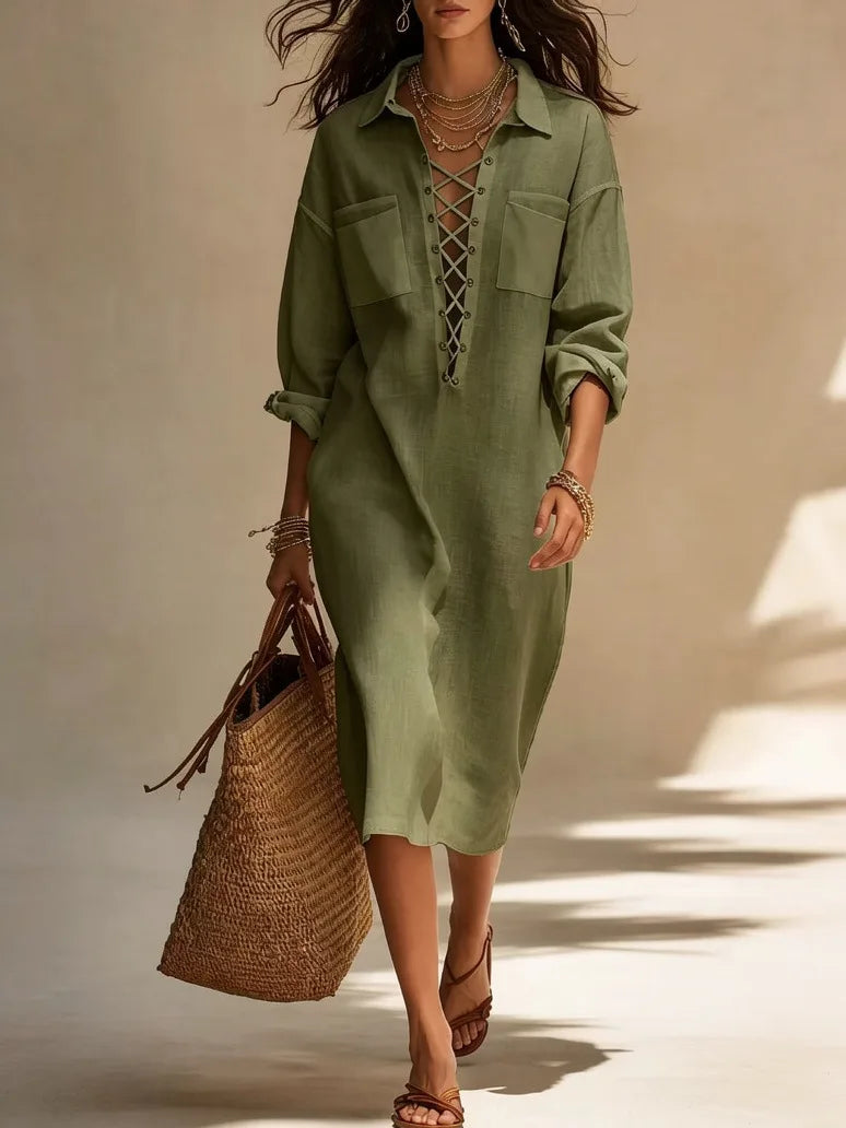 Madelyn Tie Front Midi Dress
