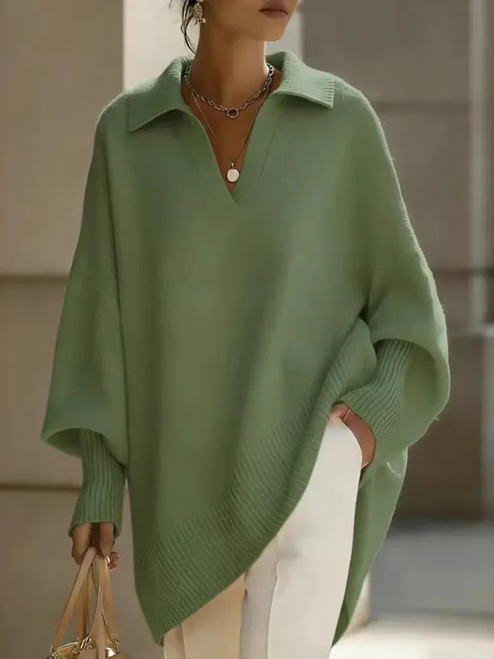 Elise Oversized V Neck Knit Sweater