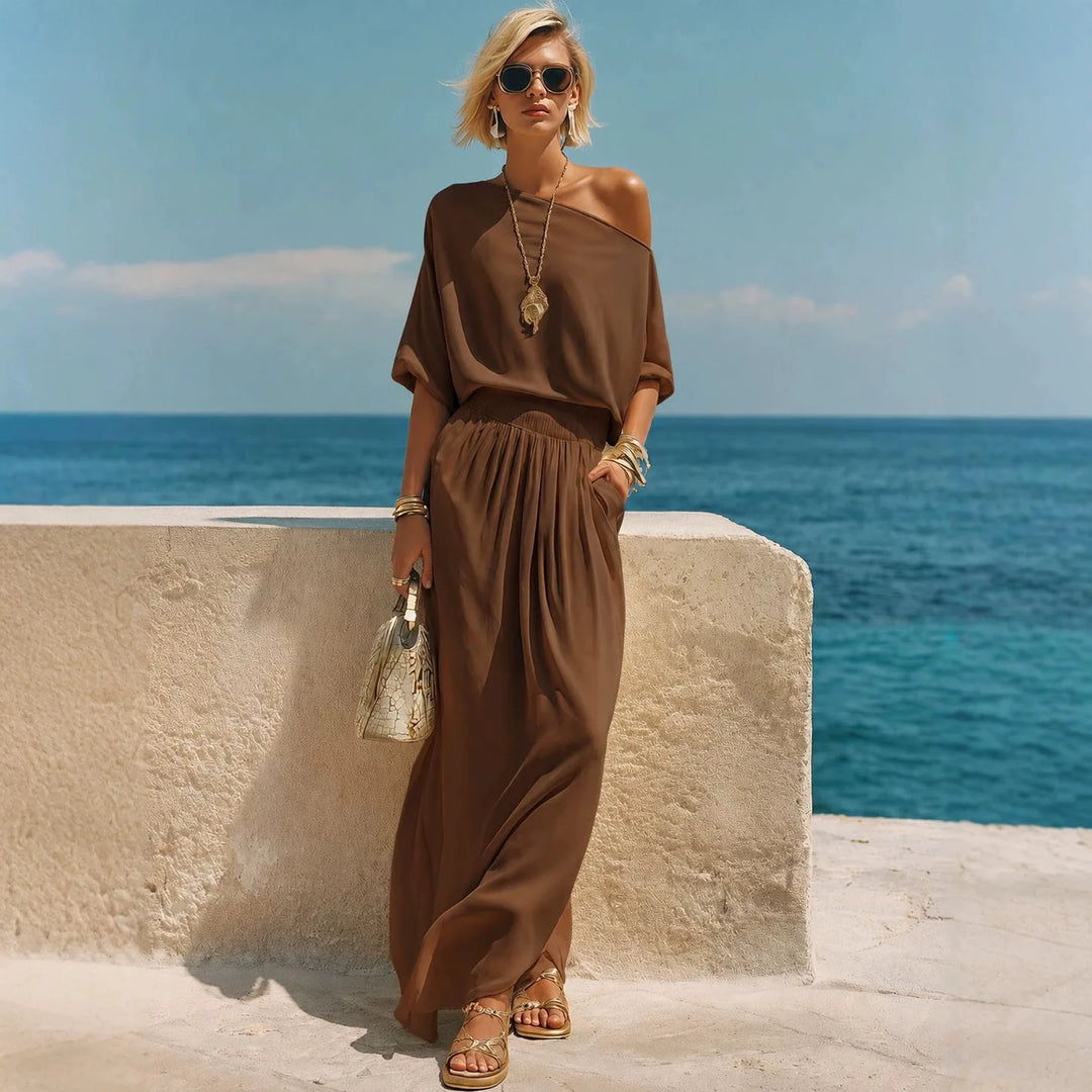 Keyla Off Shoulder Maxi Skirt Set
