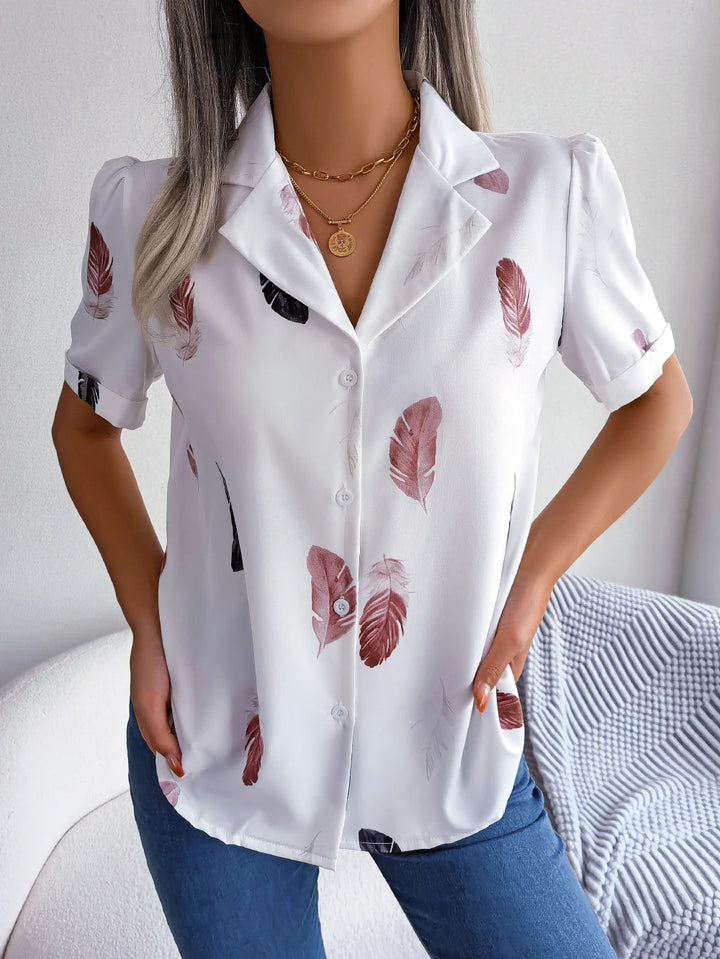 Sandra Feather Print Blouse