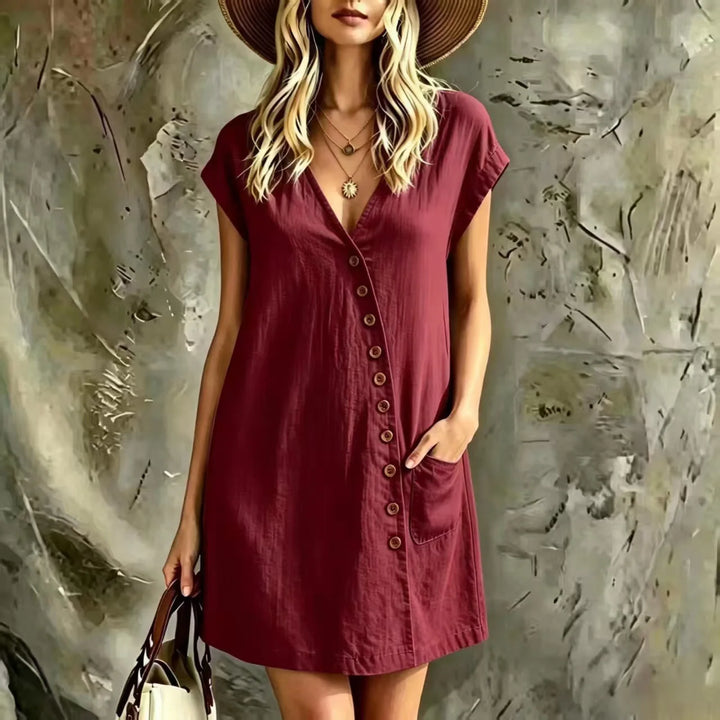 Cecily Button Detail Mini Dress